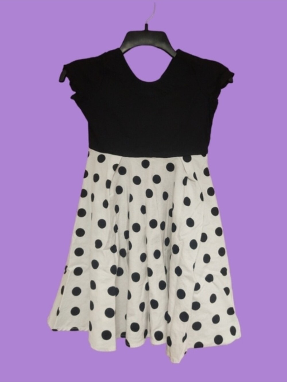 EUC Girls Black & White Polka Dot Dress Size 10